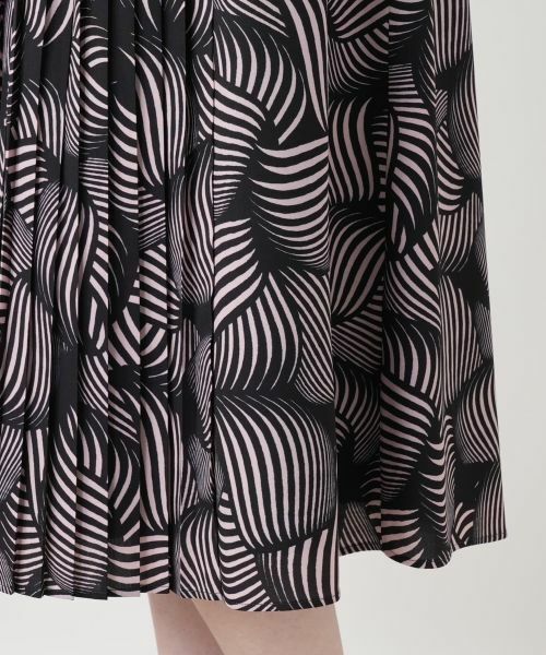Leilian / レリアン ミニ・ひざ丈スカート | 幾何学柄プリーツ切替スカート | 詳細10