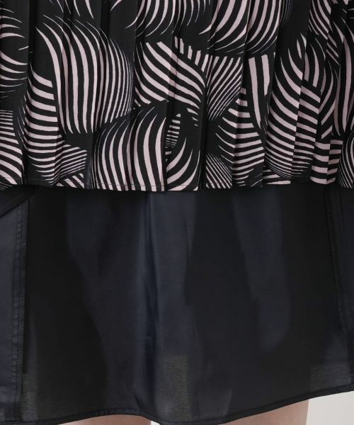 Leilian / レリアン ミニ・ひざ丈スカート | 幾何学柄プリーツ切替スカート | 詳細11