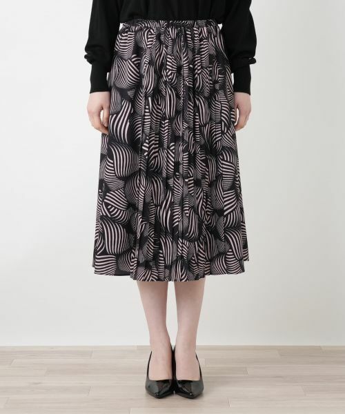 Leilian / レリアン ミニ・ひざ丈スカート | 幾何学柄プリーツ切替スカート | 詳細4