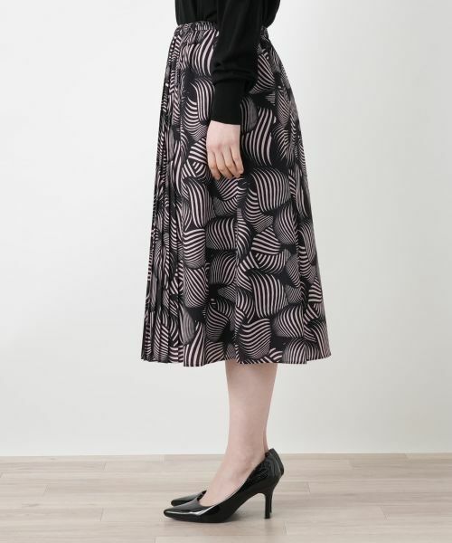 Leilian / レリアン ミニ・ひざ丈スカート | 幾何学柄プリーツ切替スカート | 詳細5