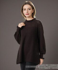 Leilian / レリアン ニット・セーター | 透かし編みレースフリルニット