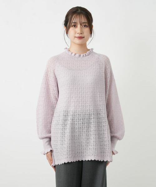 Leilian / レリアン ニット・セーター | 透かし編みレースフリルニット | 詳細10