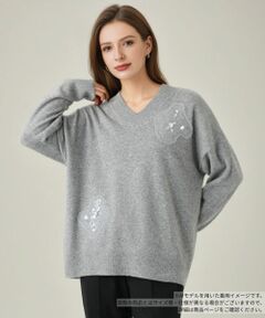 Leilian / レリアン ニット・セーター | ビジューVネックニット
