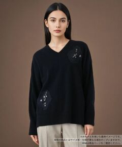 Leilian / レリアン ニット・セーター | ビジューVネックニット