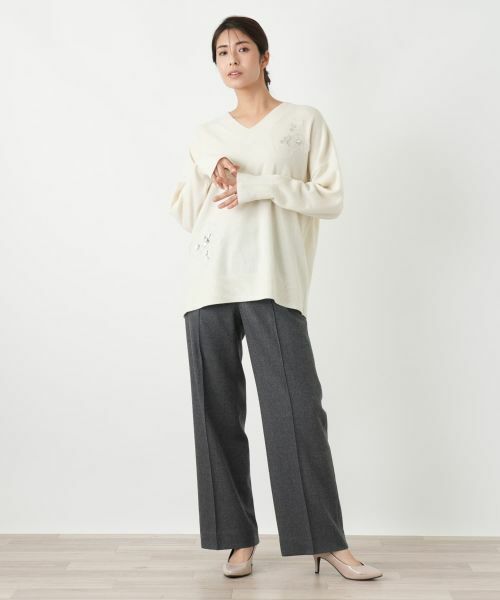 Leilian / レリアン ニット・セーター | ビジューVネックニット | 詳細7