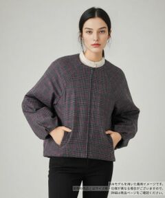 Leilian / レリアン その他アウター | 中わた入りチェックノーカラージャケット