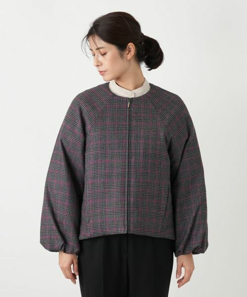 Leilian / レリアン その他アウター | 中わた入りチェックノーカラージャケット | 詳細4