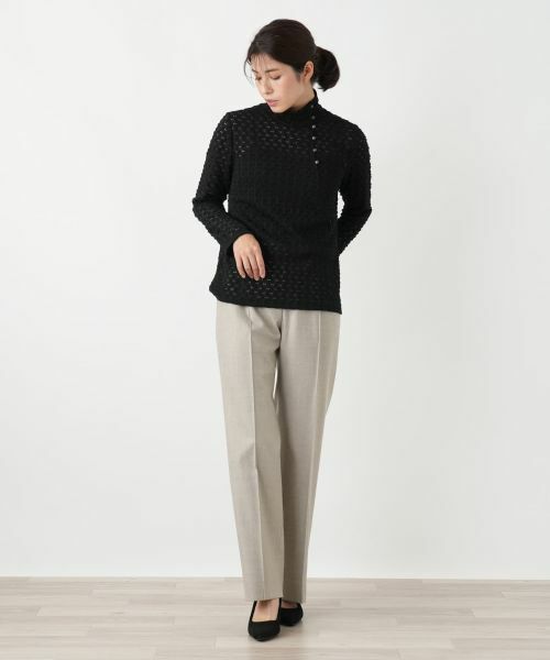 Leilian / レリアン カットソー | 透かし編みハイネックニットソー | 詳細1