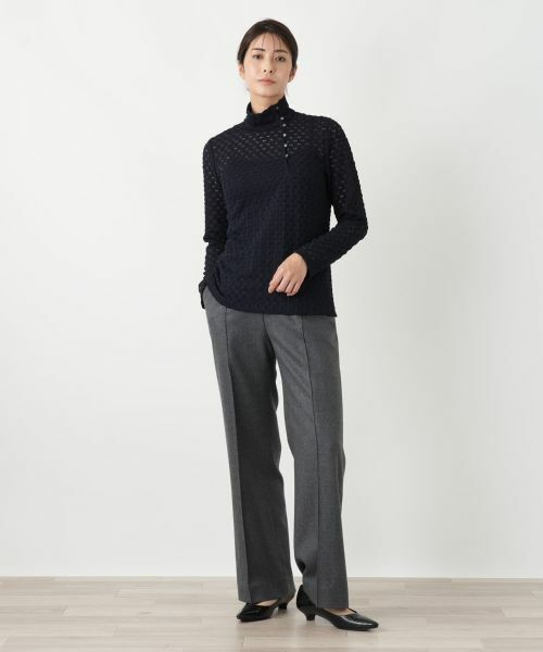 Leilian / レリアン カットソー | 透かし編みハイネックニットソー | 詳細4