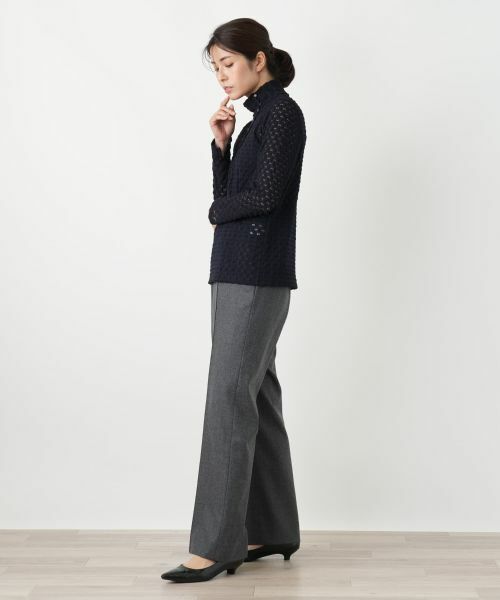Leilian / レリアン カットソー | 透かし編みハイネックニットソー | 詳細5