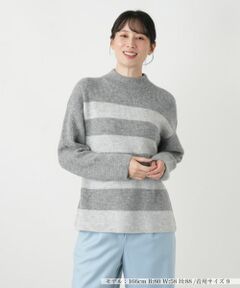 Leilian / レリアン ニット・セーター | スパンコールヤーンハイネックボーダーニット【Leilian WHITE LABEL】