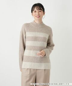 Leilian / レリアン ニット・セーター | スパンコールヤーンハイネックボーダーニット【Leilian WHITE LABEL】