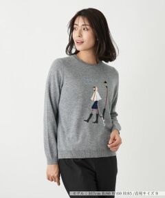 Leilian / レリアン ニット・セーター | カシミヤ混刺繍クルーネックニット【Leilian WHITE LABEL】