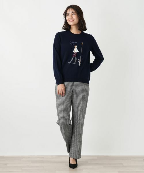 Leilian / レリアン ニット・セーター | カシミヤ混刺繍クルーネックニット【Leilian WHITE LABEL】 | 詳細1