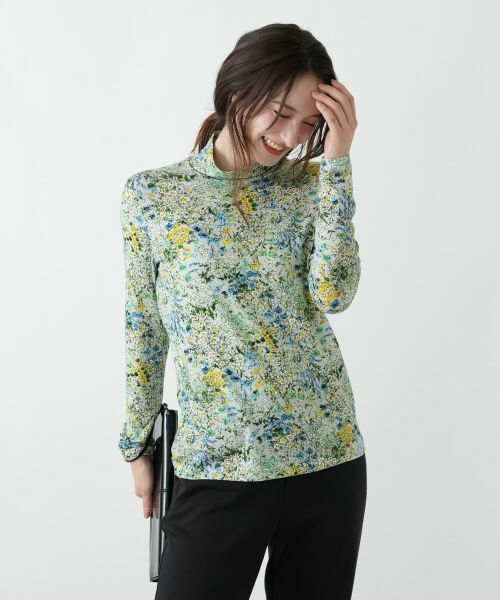 Leilian / レリアン カットソー | 小花柄ハイネックカットソー【Leilian WHITE LABEL】 | 詳細1