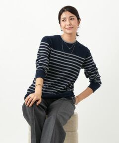 Leilian / レリアン ニット・セーター | カシミヤボーダーニットプルオーバー【Leilian WHITE LABEL】