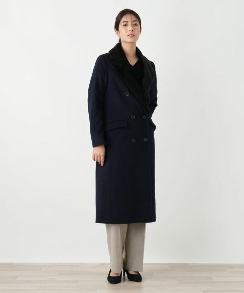 Leilian / レリアン その他アウター | フェイクファー切替ダブルブレストコート | 詳細1