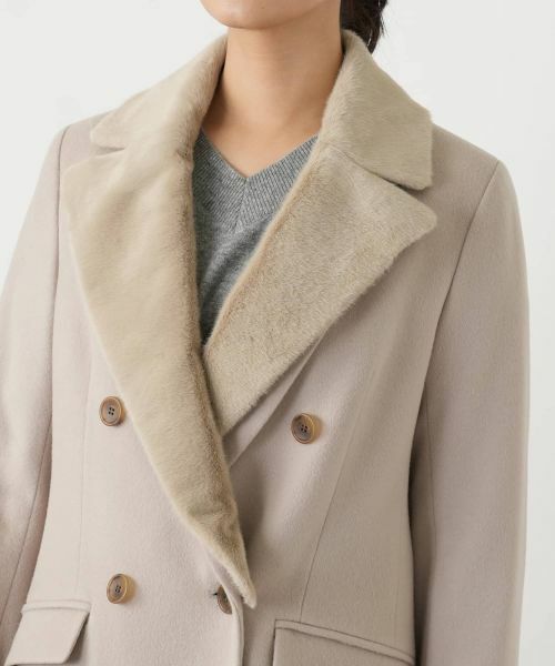 Leilian / レリアン その他アウター | フェイクファー切替ダブルブレストコート | 詳細14