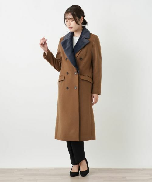 Leilian / レリアン その他アウター | フェイクファー切替ダブルブレストコート | 詳細4