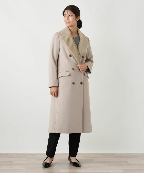 Leilian / レリアン その他アウター | フェイクファー切替ダブルブレストコート | 詳細7