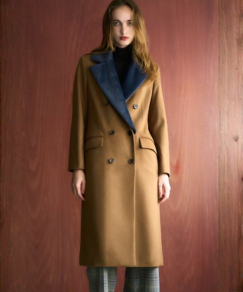 Leilian / レリアン その他アウター | フェイクファー切替ダブルブレストコート(モカ)