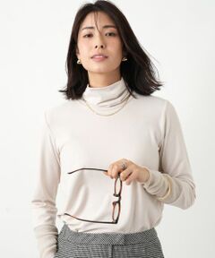 Leilian / レリアン カットソー | 袖口ラメチュールタートルネックプルオーバー【Leilian WHITE LABEL】