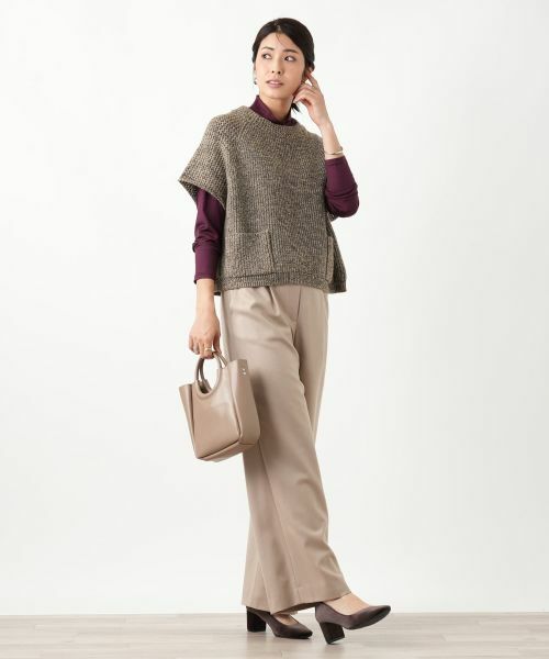 Leilian / レリアン その他パンツ | ストレッチワイドパンツ【Leilian WHITE LABEL】(キャメル系)