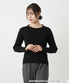 Leilian / レリアン ニット・セーター | フリル編地切替ニット