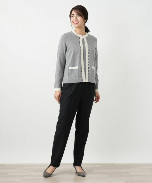 Leilian / レリアン カーディガン・ボレロ | ビジューバイカラーカーディガン【Leilian WHITE LABEL】 | 詳細1