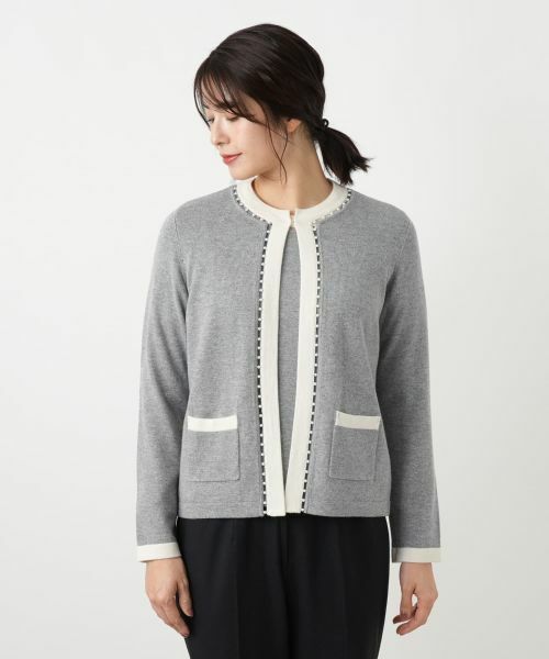 Leilian / レリアン カーディガン・ボレロ | ビジューバイカラーカーディガン【Leilian WHITE LABEL】 | 詳細4