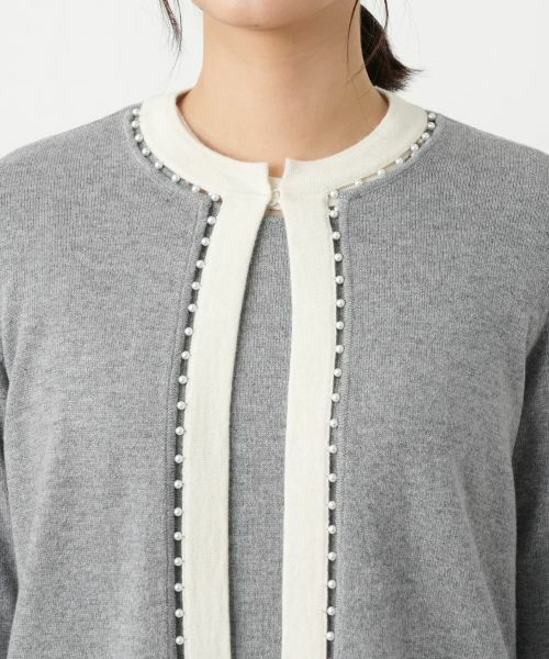 Leilian / レリアン カーディガン・ボレロ | ビジューバイカラーカーディガン【Leilian WHITE LABEL】 | 詳細7