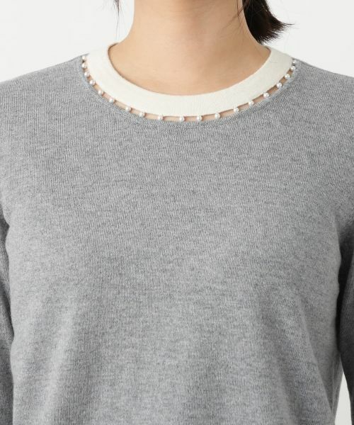 Leilian / レリアン ニット・セーター | ビジューネックバイカラーニット【Leilian WHITE LABEL】 | 詳細7