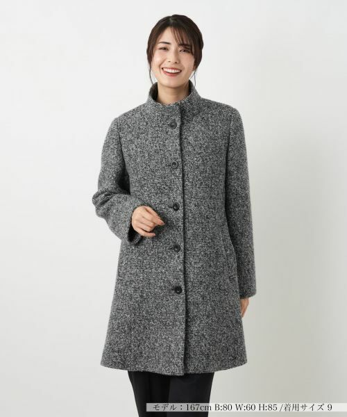 Leilian / レリアン その他アウター | ツイードスタンドカラーコート【Leilian WHITE LABEL】（チャコール系）