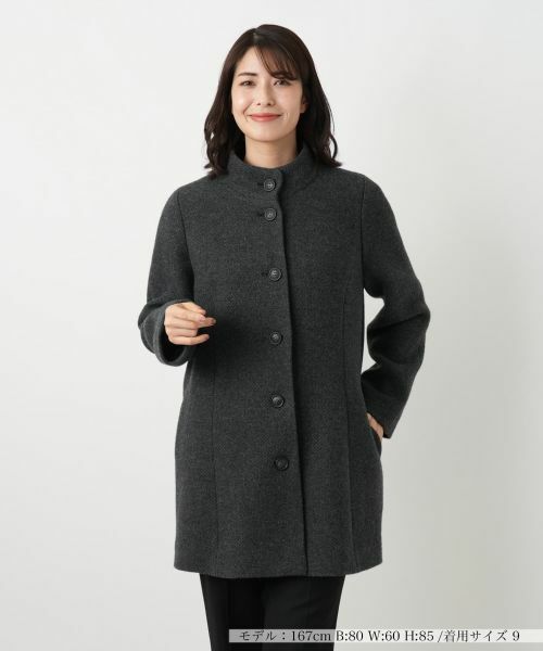 Leilian / レリアン その他アウター | スタンドカラーショートコート【Leilian WHITE LABEL】（チャコール系）