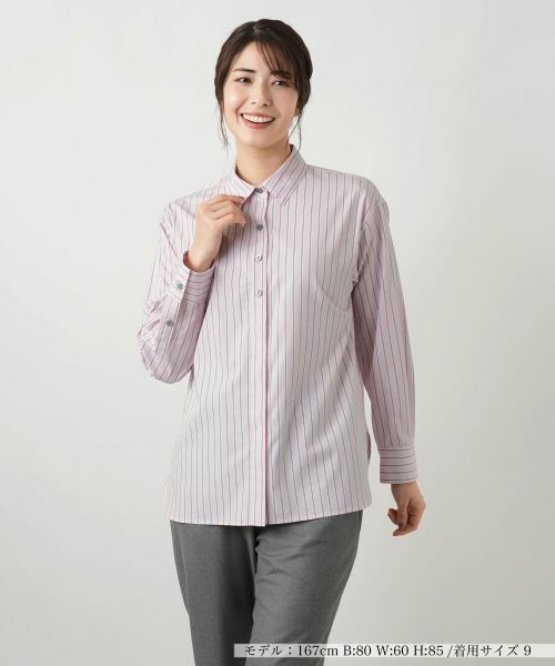 Leilian / レリアン シャツ・ブラウス | ストライプブラウス(ピンク)