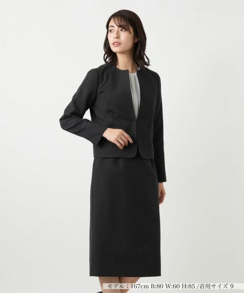 Leilian / レリアン セットアップ | ノーカラースーツ【セレモニー】【Leilian WHITE LABEL】(ブラック)