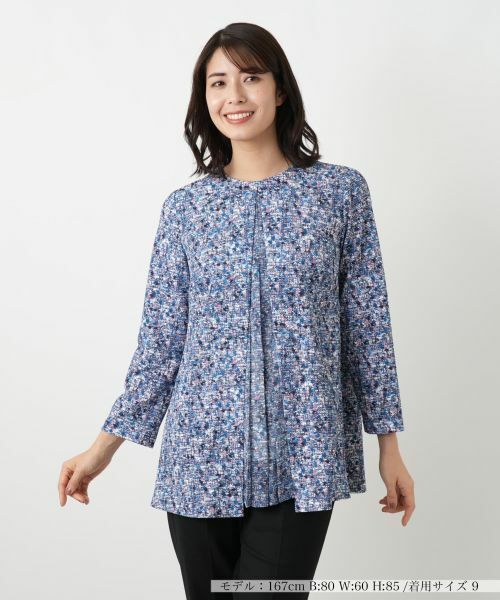 Leilian / レリアン シャツ・ブラウス | 異素材切替ミックスカラーブラウス【Leilian WHITE LABEL】（ロイヤルブルー）