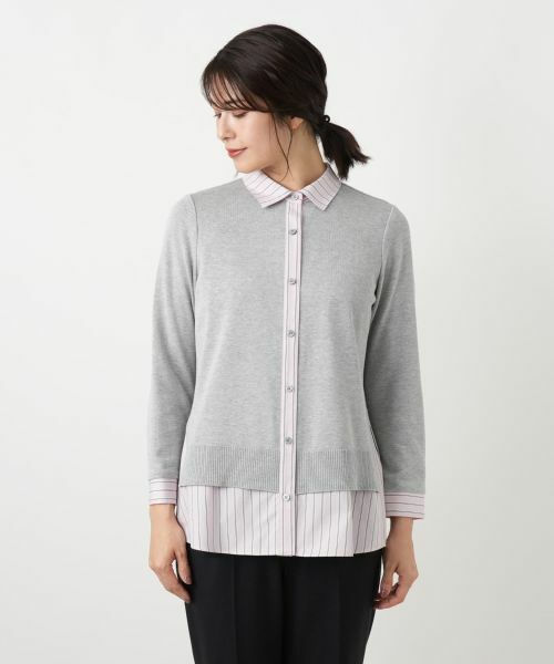 Leilian / レリアン シャツ・ブラウス | ニットレイヤード風ブラウス | 詳細4