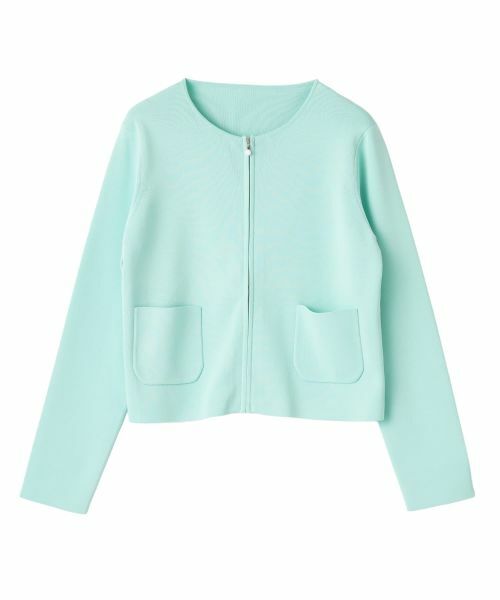 Leilian / レリアン カーディガン・ボレロ | ジップクルーネックカーディガン(ミントグリーン)