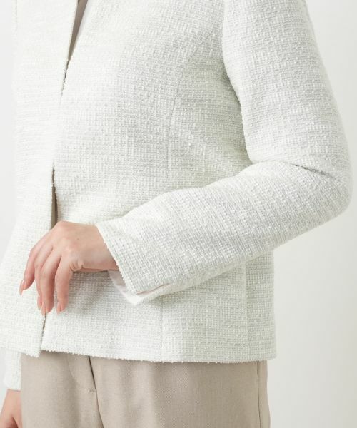 Leilian / レリアン テーラードジャケット | ラメツイードノーカラージャケット | 詳細10