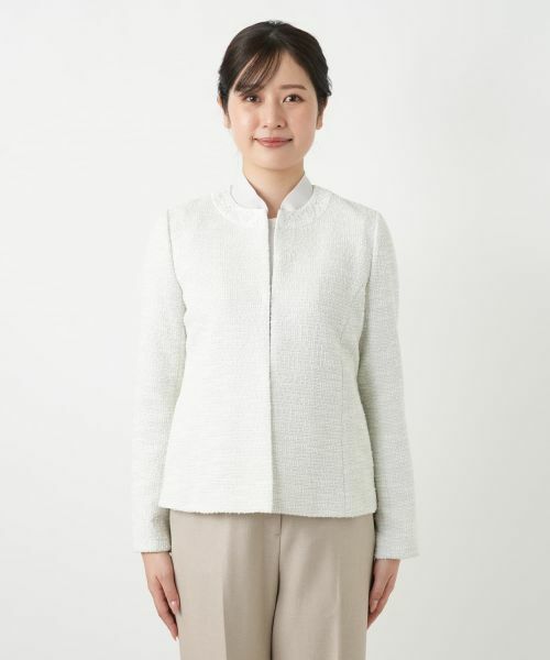 Leilian / レリアン テーラードジャケット | ラメツイードノーカラージャケット | 詳細4