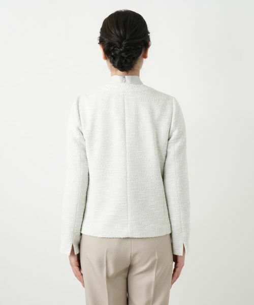 Leilian / レリアン テーラードジャケット | ラメツイードノーカラージャケット | 詳細6