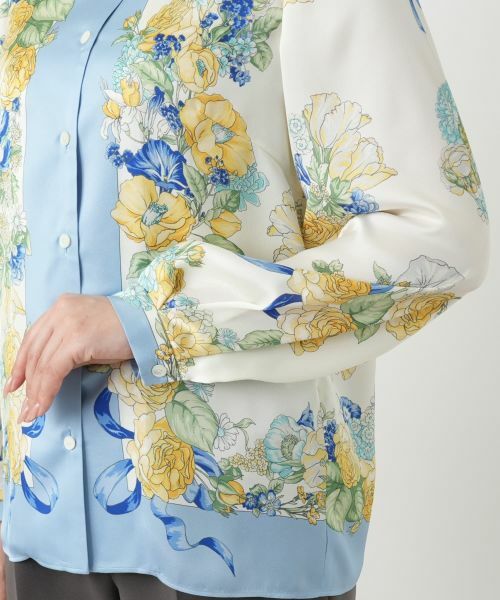 Leilian / レリアン シャツ・ブラウス | 柄切替バンドカラーブラウス【ROCHAS Premiere】 | 詳細10