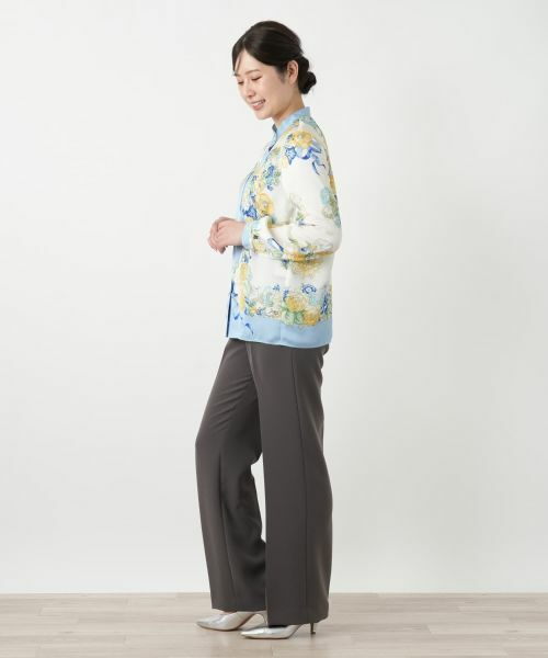 Leilian / レリアン シャツ・ブラウス | 柄切替バンドカラーブラウス【ROCHAS Premiere】 | 詳細2