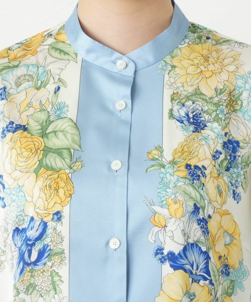 Leilian / レリアン シャツ・ブラウス | 柄切替バンドカラーブラウス【ROCHAS Premiere】 | 詳細7