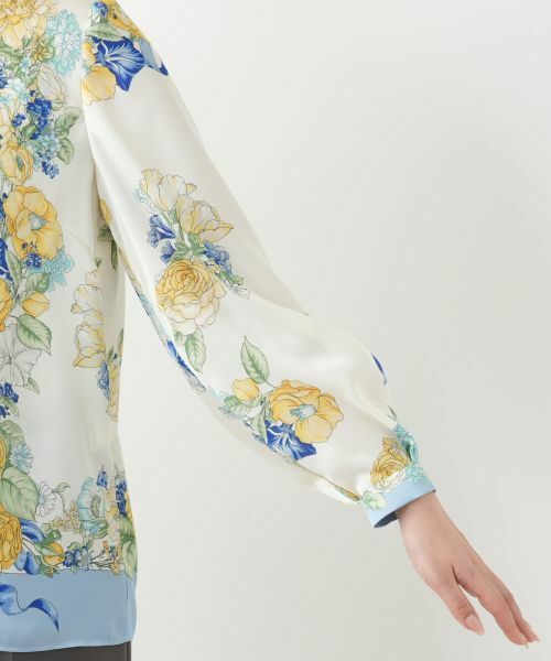 Leilian / レリアン シャツ・ブラウス | 柄切替バンドカラーブラウス【ROCHAS Premiere】 | 詳細9