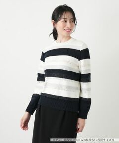 Leilian / レリアン ニット・セーター | 透かしボーダーラメニット【ROCHAS Premiere】