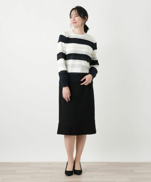 Leilian / レリアン ニット・セーター | 透かしボーダーラメニット【ROCHAS Premiere】 | 詳細1