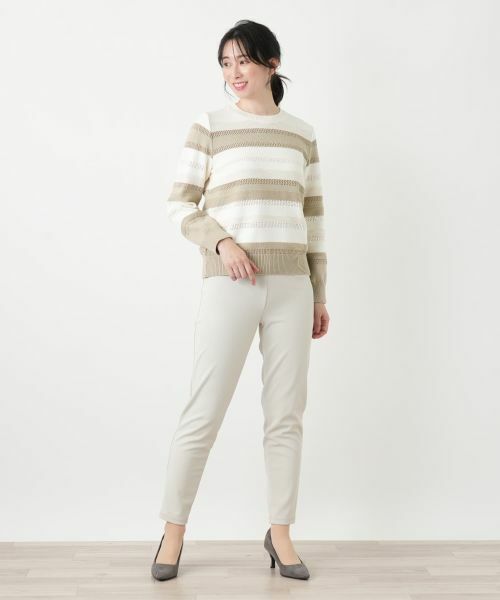 Leilian / レリアン ニット・セーター | 透かしボーダーラメニット【ROCHAS Premiere】 | 詳細4