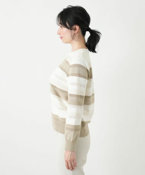 Leilian / レリアン ニット・セーター | 透かしボーダーラメニット【ROCHAS Premiere】 | 詳細8